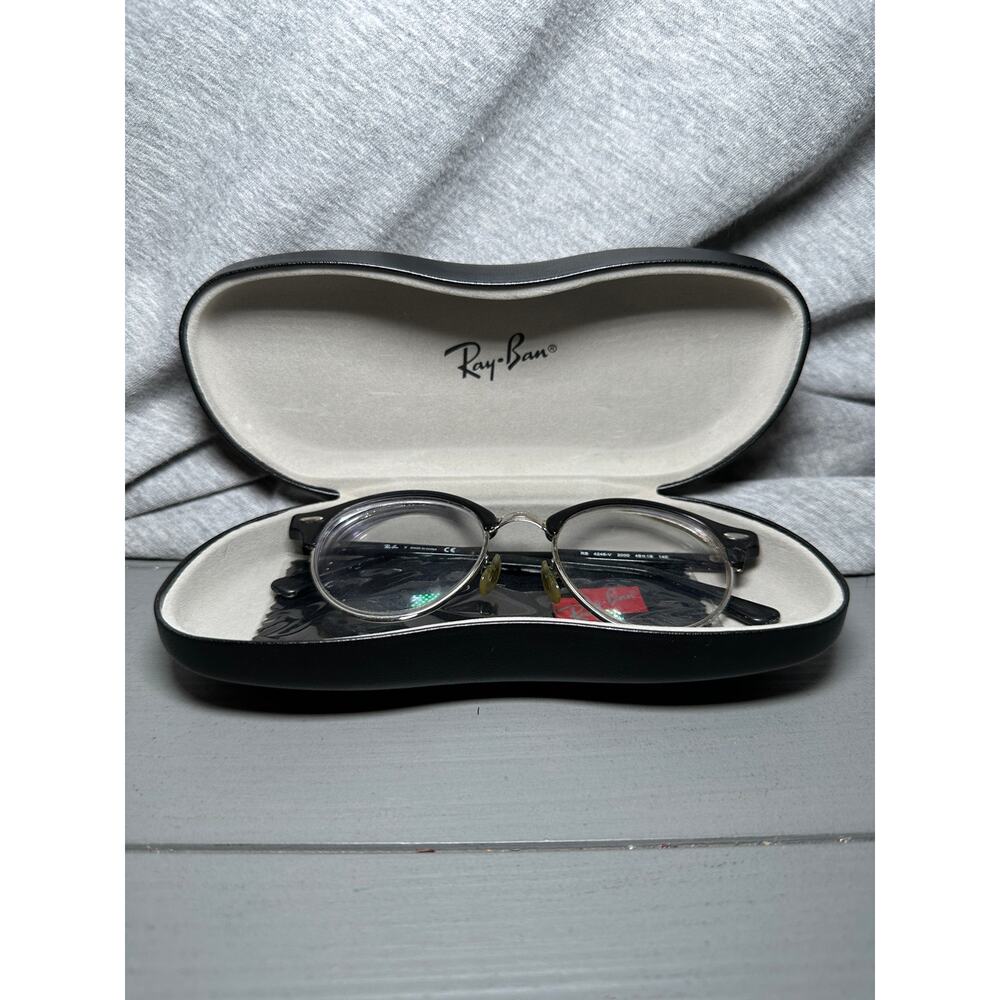 Ray Ban RB4246V 2000 Black Silver Clubmaster Eyeglasses 49-19 140 READ